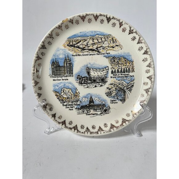 Vintage Utah Souvenir Plate With Grand Canyon & Landmarks - Picture 1 of 14